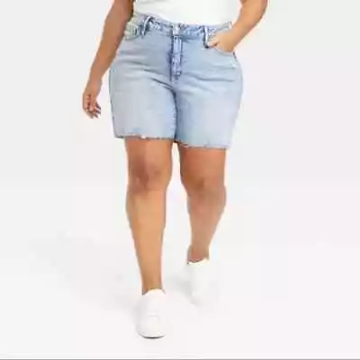 High-Waisted Bermuda Acid Wash Jean Shorts From Ava & Viv 26 • £18.81