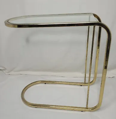 HTF Vtg Brass Gold Metal Cantilever Side Table Milo Baughman Style Postmodern • $228.50