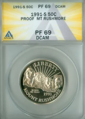 1991-S Mount Rushmore Commemorative Half ANACS PF-69DCAM FREE S/H (2026109) • $19.99