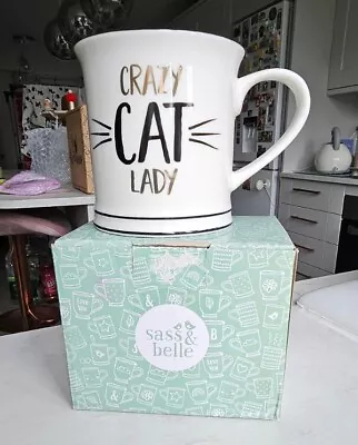 Sass & Belle Crazy Cat Lady Mug Kitten Animal Lover Tea Coffee Cup Gift Boxed • £6