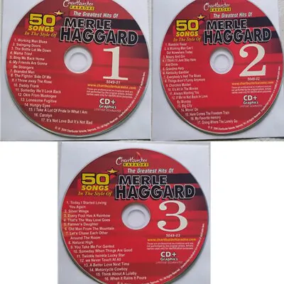 Merle Haggard Country Karaoke Chartbuster Cd+g Vol-5049 In White Sleeves 3 Disc • $17.29