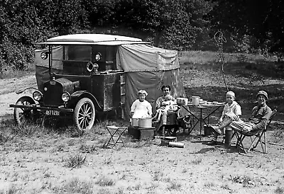 1923 Family Vacation Car Camping Vintage Old Photo 4  X 6  Reprint • $8.50