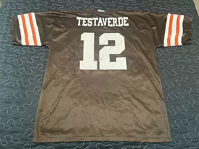 Rare Vtg LogoAthletic VINNY TESTAVERDE #12 Cleveland Browns Jersey Mens XL 50-52 • $49.12