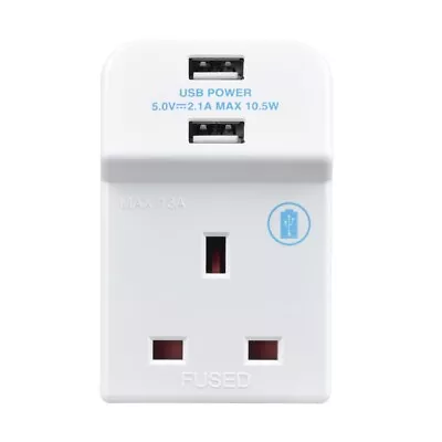 Masterplug 13a Fused 3-way Socket Adaptor + 2.1a 2-outlet Type A Usb Charger Whi • £9.99