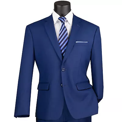 VINCI Men's Twilight Blue 2-Button Suit W/ Adjustable Waistband Reg-Fit - NEW • $125