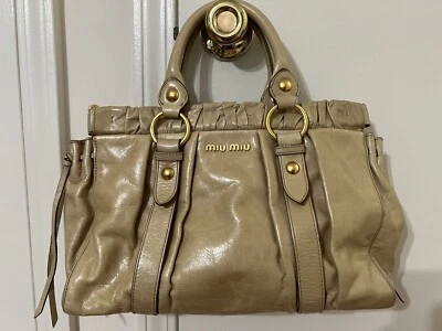 $250 • Buy Miu Miu  By Prada Leather Vitello Lux  Satchel 2way Bag