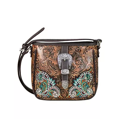 Montana West Crossbody Handbag Purse Women Western Style Buckle Tooling Floral • $55