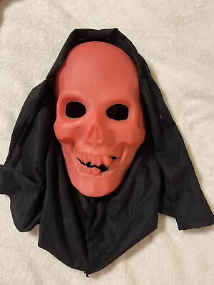 Red Plastic 1980s Vintage Skeleton Halloween Mask  Horror Scary • $14.99