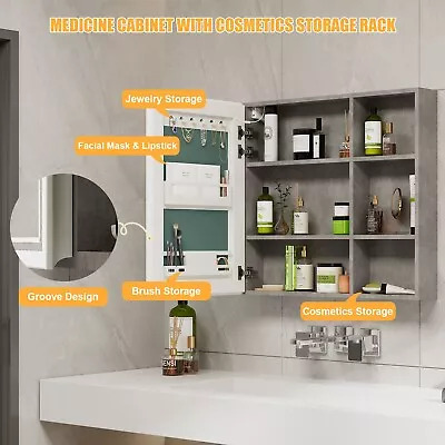 Dimmable LED Medicine Cabinet With Vanity Shelves Bathroom Wall Mount Unit • $119.99