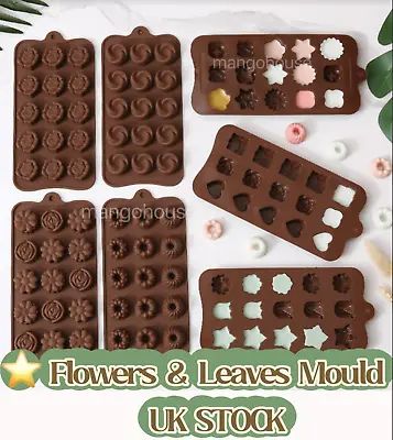 Flower Rose Leaves Leaf Garden Theme Chocolate Mould Ice Cube Wax Melt Candy UK • £3.20