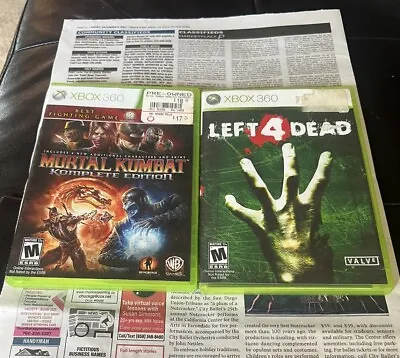 Mortal Kombat Komplete Edition + Left4Dead Game Lot Xbox 360 COMPLETE TESTED • $34.95