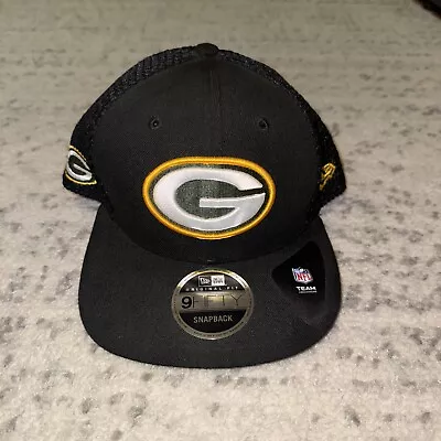 Green Bay Packers New Era Black 9Fifty Snapback White Yellow Logo Adjustable Hat • $5