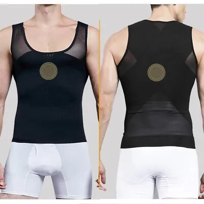 Gynecomastia Sleeveless Vest Correct Posture Men Undershirt Slimming Shapewears • £16.79