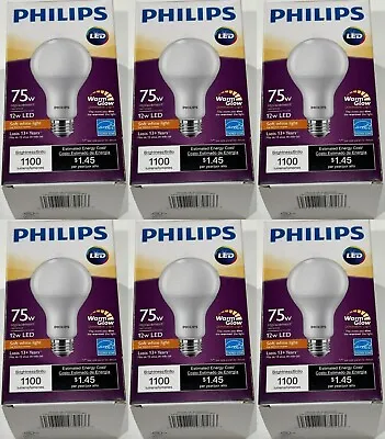 Philips Bulb LED  Warm Glow 75W Equivalent Soft White A21 Dimmable - 6 Pack • $22.99