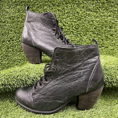 £14.99 • Buy Red Herring Vintage Black Leather Boots Block High Heel Lace Up Shoes Size UK 7
