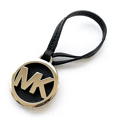Never Used Michael Kors Mk Gold Logo Medallion Charm With Black Leather • $19.99