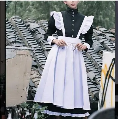  Men Cosplay Unisex Maid Dress Gothic Ruffle Long Sleeve Waitress Lolita Dress • $33