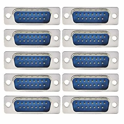 10 Pack Nedis 15 Pin Male D-Sub 2 Row Chassis Mount Solder Connector Plug DB15 • £9.92