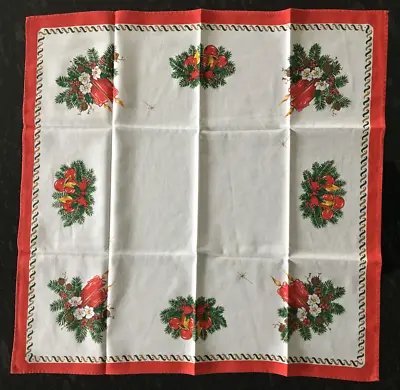 Vintage Germany Christmas Centerpiece Square Tablecloth Topper Tea Table  29x29  • $6.99