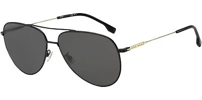 Hugo Boss Men's Matte Black Slim Aviator Sunglasses - B1219FSK 0I46 IR • $59.99