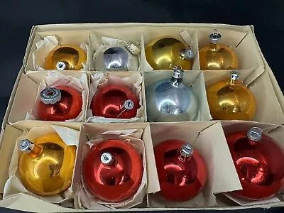 12 Vintage Christmas Glass Ornaments Mixed Poland Shiny Bright Rauch Japan • $17.99