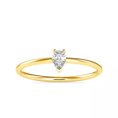 0.15 Ct Natural Pear Cut Diamond 14k Solid Gold Solitaire 1 Stone Ring For Women • $764.30