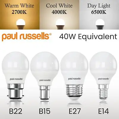 LED Round Golf Dimmable Light Energy Saving 40W Equivalent E14 B22 B15 E27 Bulbs • £5.99