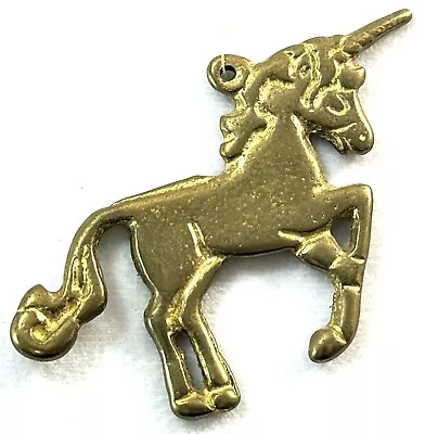 Vintage Brass Unicorn Pendant Charm Ornament  • $4.48