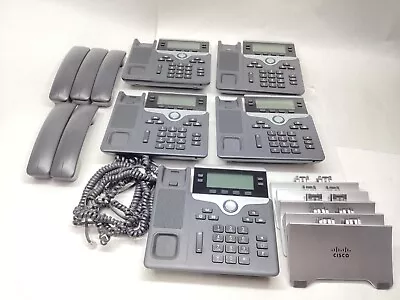 LOT OF 5 Cisco CP-7841-K9. 4-Line Business VoIP Phone W/ Stand Handset/Cord • $58