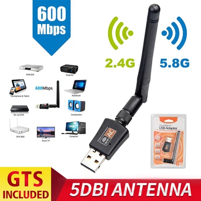 $12.07 • Buy 802.11ac AC600 USB WiFi Wireless Adapter Dongle WPS 5GHz Dual Band 5dBi Antenna