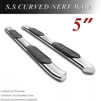 5  Oval Chrome Nerf Bars Side Steps For 2007-2018 Chevy Silverado 1500 Crew Cab • $178.03