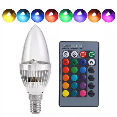 E12 E14 RGB Remote Control Candelabra LED Bulb Color Changing Candle Light Lamp • $49.15