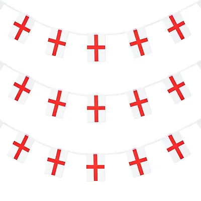 £3.95 • Buy 10m England Bunting Banner Square Flags St Georges Day Euro Sports Events