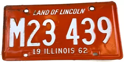 Vintage Illinois 1962 Auto Municipal License Plate Man Cave Collector Wall Decor • $34.95