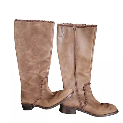 Miss Albright Anthropologie Brown Tall Knee High Boots 7.5 Brown Leather • $39.99