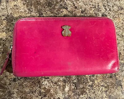 TOUS WALLET Pink Leather Zip Around Clutch • $14.99