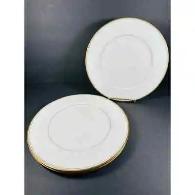 3 Mikasa White Gold Bone China Dinner Plates 10 5/8   Wheaton 102 Narumi Japan • $22.95