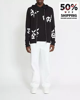RRP€169 JOHN RICHMOND X Cardigan Size M Logo Intarsia Drawstring Hood Two Tone  • $39.30