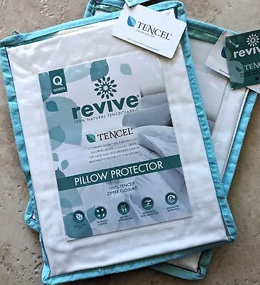 2 Qn 100% Tencel Zipper Pillow Protector Breathable Antibacterial Revive Nib • $12.99