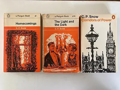 C P Snow Vintage Penguin PB Books Homecomings Corridors Of Power Light And Dark • £10.50