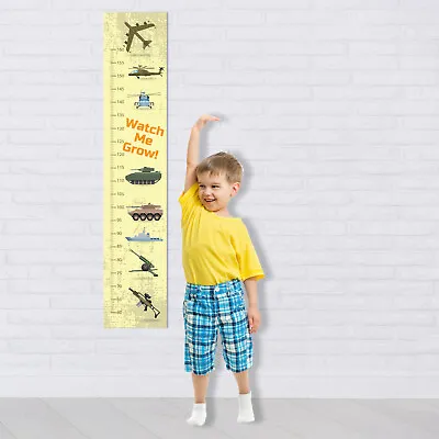 Tank Army Toy Soldier Custom Measuring Height Growth Chart + 8 Wall Stickers + • $7.69