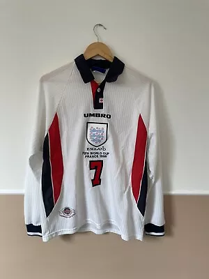 Authentic Original Umbro England 1998 Away Beckham 7 Medium. Perfect L/S • £349