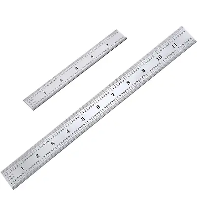 2 Pack Stainless Steel Ruler Machinist Engineer Ruler Metric Ruler With Marking • $9.11