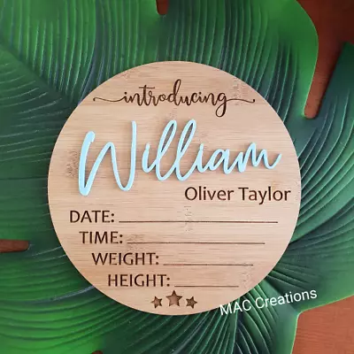 Wooden Birth Details Plaque - New Baby - Birth Announcement Baby Name Plaque • $22