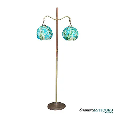 Mid-Century Atomic Spaghetti Lucite Green & Turquoise Floor Lamp • $775