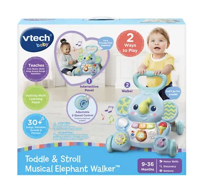 VTech Toddle & Stroll Musical Elephant Walker 9-36 Months Help Babies Dev. NIB • $68