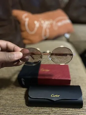 $129.50 • Buy Cartier Giverny 53-22 Bubinga Vintage Sunglasses 18kt Platinum Transitional Lens