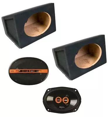 Edge 6x9  3 Way 200w Car Speakers With MDF 6x9 6 X 9  Speaker Box Enclosure Pair • £66.99