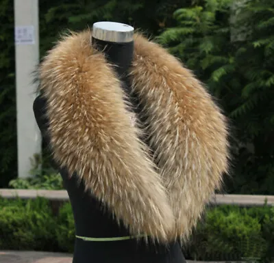 100% Real Oversized Real Raccoon Fur Collar Scarf/Shawl/Wrap Neck Warmer • $35.99