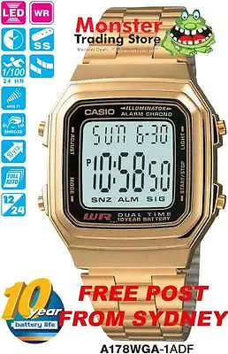 Casio Watch Vintage Retro Gold A178wga-1a A178wga A178wa A178 A168 • $75.99